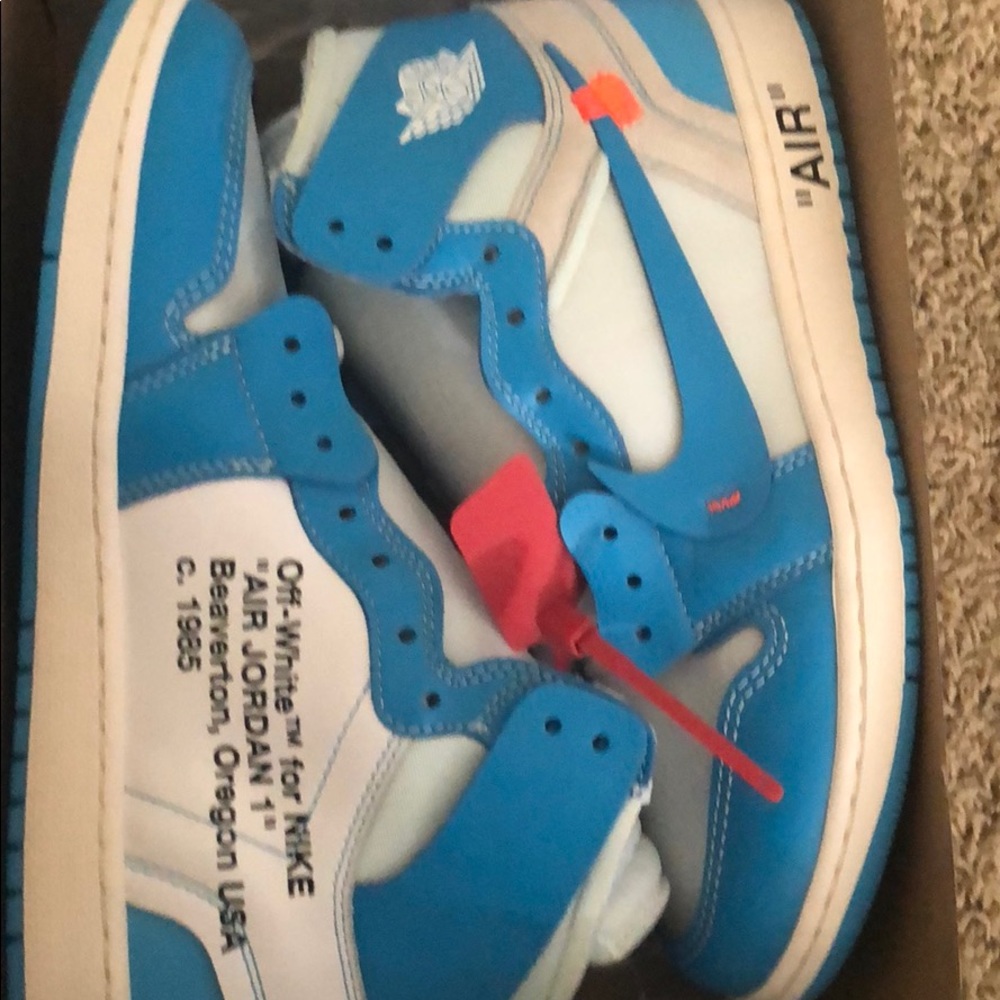 Off white x air Jordan’s blue